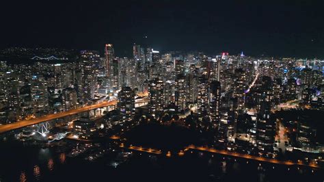 Aerial view on downtown of Vancouver at night 37202620 Stock Video at Vecteezy