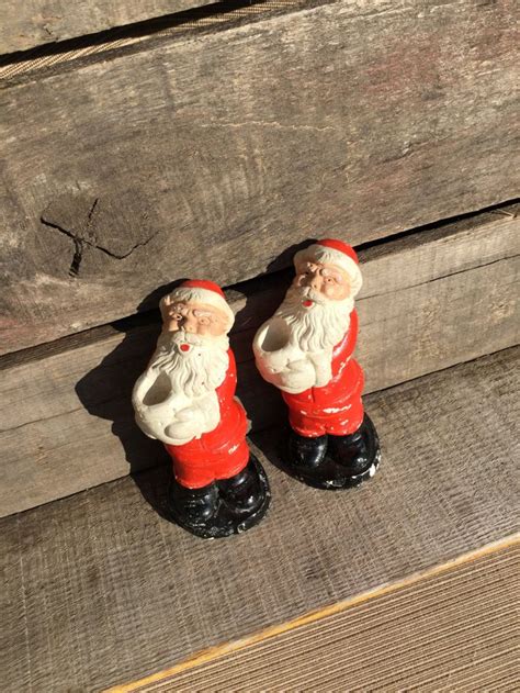 Vintage Santa Candle Holders Santa Claus Candle Holder Etsy Vintage