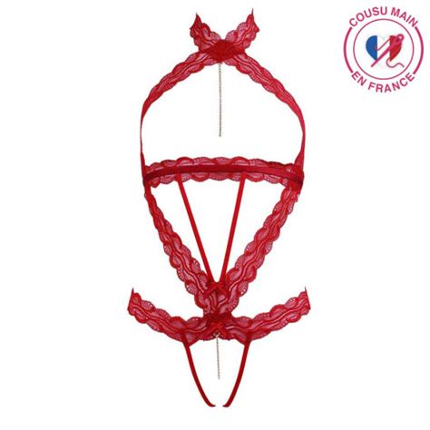 Body Harnais Képi Dentelle Rouge Luxxa Body House Sex Shop en Ligne