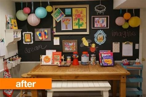 Before And After Catch All Basement Corner To Cool Kids Craft Corner