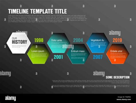 Vector Infographic Timeline Template Made From Color Hexagons With Text