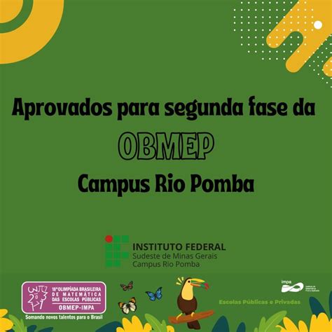 Estudantes Aprovados Na Primeira Fase Da OBMEP IF SUDESTE MG