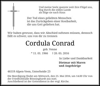 Alle Traueranzeigen für Cordula Conrad trauer rp online de