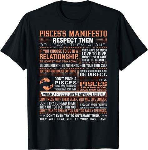 Pisces Manifesto Respect Or Leave Them Alone Zodiac Tshirt Walmart