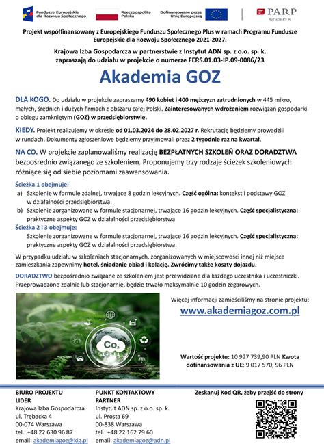 Projekt Akademia GOZ Zaproszenie Powiat Gorzowski