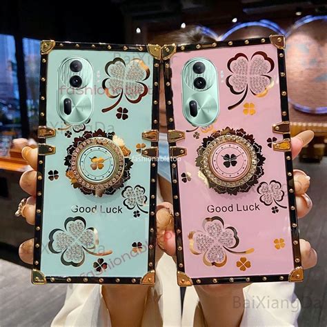 Clover Rhinestone Ring Phone Case For Oppo Reno 11 Pro 11pro Reno11 Pro