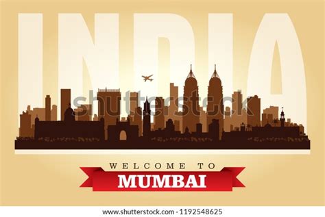 Mumbai India City Skyline Vector Silhouette Stock Vector Royalty Free