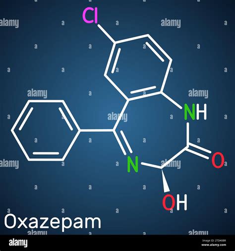 Oxazepam Molecule It Is Benzodiazepine Structural Chemical Formula On