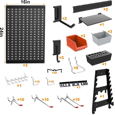 Snapklik TORACK Metal Pegboard Wall Organizer For Garage 109PCS