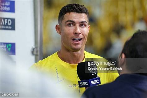 Cristiano Ronaldo Of Al Nassr Is Interviewed After Winning The Saudi