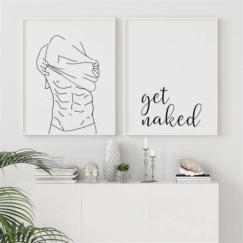 Get Naked Wall Art Poster Set Of 2 Get Naked Sign Print One Etsy