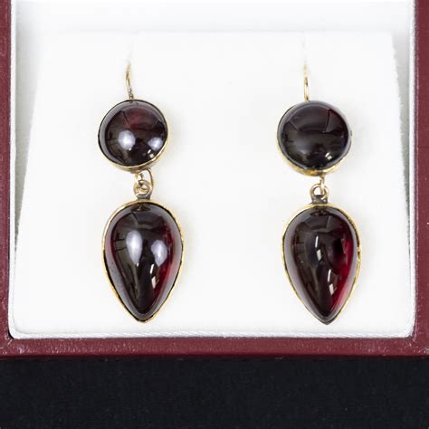 Vintage Gold Garnet Earrings Gerard McCabe Antiques 557282