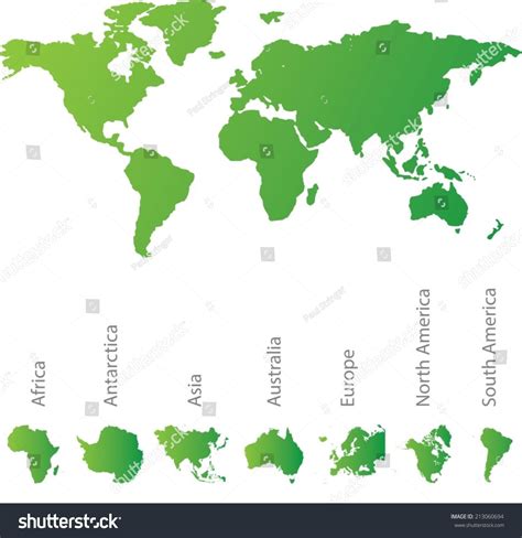 Illustrated Map World All Continents Stock Vector (Royalty Free ...