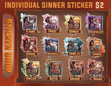 Limbus Sinner Stickers Etsy