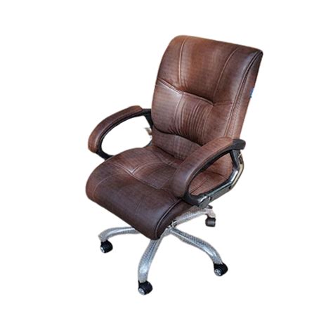 Fixed Arm Revolving Leather Office Chair Brown At Rs In Davanagere