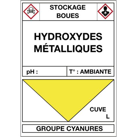 Étiquette Cuve Stockage Boue Hydroxydes Métalliques Marquage Tuyauterie