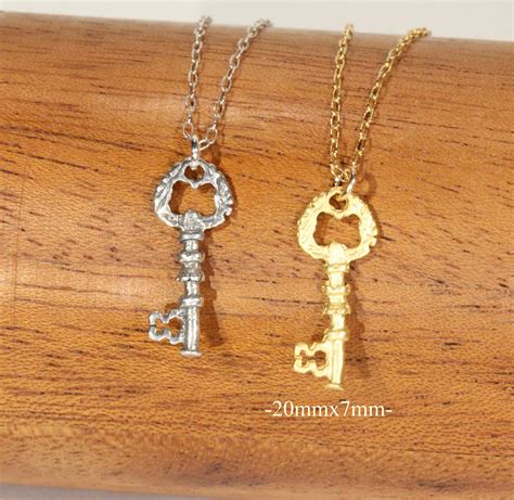 Key Necklace Gold Necklace Necklace Tiny Gold Skeleton Key | Etsy