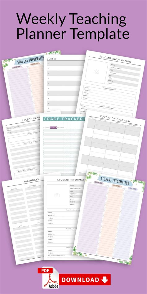 Teacher Lesson Plan Template Printable Lesson Planner Lesson Etsy