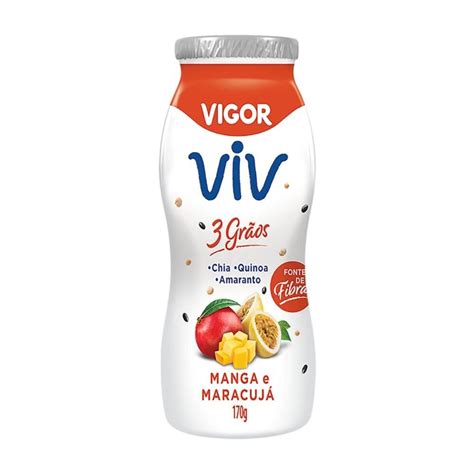 Iogurte Vigor Viv 3 Grãos Chia Quinoa E Amaranto Manga E Maracujá