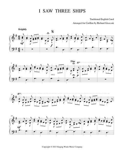 I Saw Three Ships Arr Richard Giszczak Sheet Music Traditional English Carol Instrumental