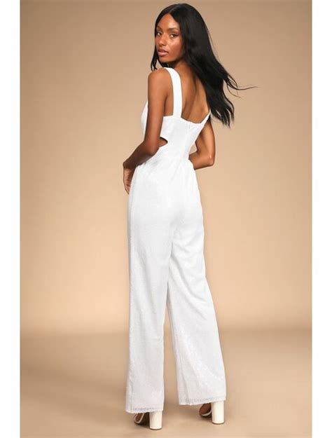 Buy Lulus Effortless Love White Sequin Cutout Wide Leg Jumpsuit Online Topofstyle