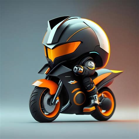 Premium AI Image | a black and orange motorcycle with a helmet on the ...