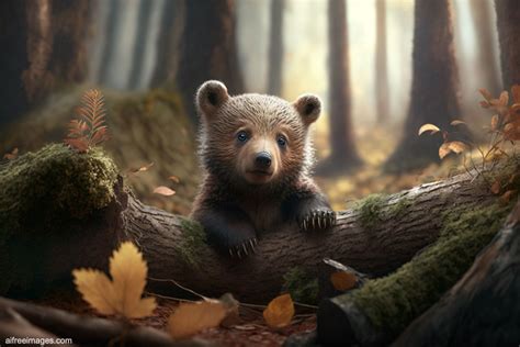 Cute baby bear in the forest - AI generated free images and icons with ...