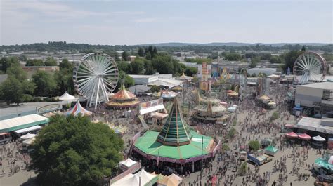 Aerial View Of A Carnival With Ferris Wheel And Other Carnival Fairs Background, Valley Fair ...