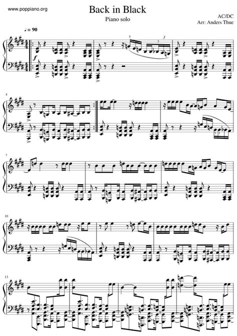 Ac Dc Back In Black Sheet Music Pdf Free Score Download ★