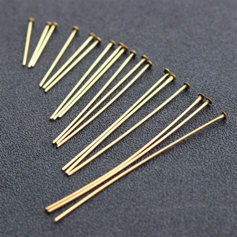 200pcs 16 80mm Headpins Raw Brass Flat Head Pins Wire Etsy