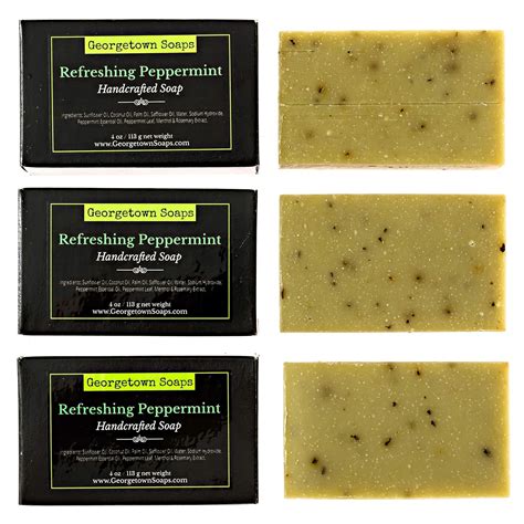 Georgetown Soaps Handmade Bath Soaps 4 Oz Peppermint Essential Oil Body Bars With