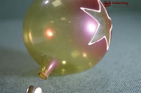 Купить Елочная новогодняя игрушка "Шар звезда с колосьями". Стекло ...