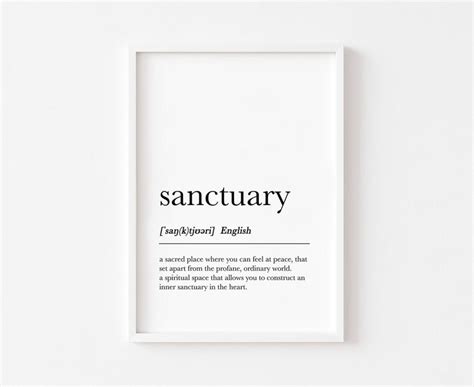 Sanctuary Definition Print Minimalist Printable Wall Art | Etsy