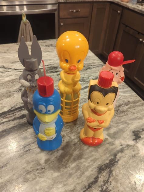 Vintage Lot Of 5 Colgate Soaky Bubble Bath Bottles 1960s Bugs Tweety