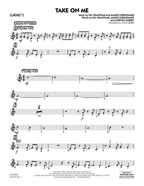 Take On Me Bb Clarinet 2 Jazz Ensemble Print Sheet Music Now