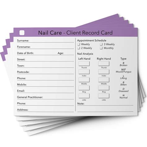 Buy Nail Care Client Cards A6 Size Salon And Therapist Customer Consultation Record Services