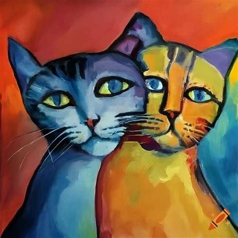 Abstract Painting Of Cats By August Macke