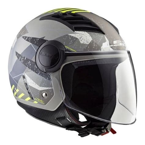 CASCO LS2 OF562 AIRFLOW CAMO TITANIO MATE AMARILLO