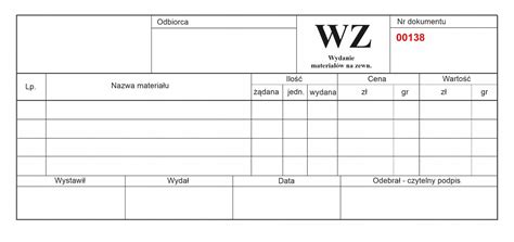 Wz Pz Wydanie I Przyj Cie Z Numeracj Dl Cena Opinie