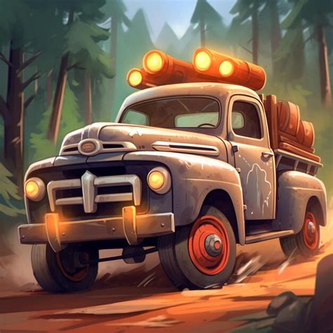 Premium AI Image Painting Of A Truck Driving Down A Dirt Road In The