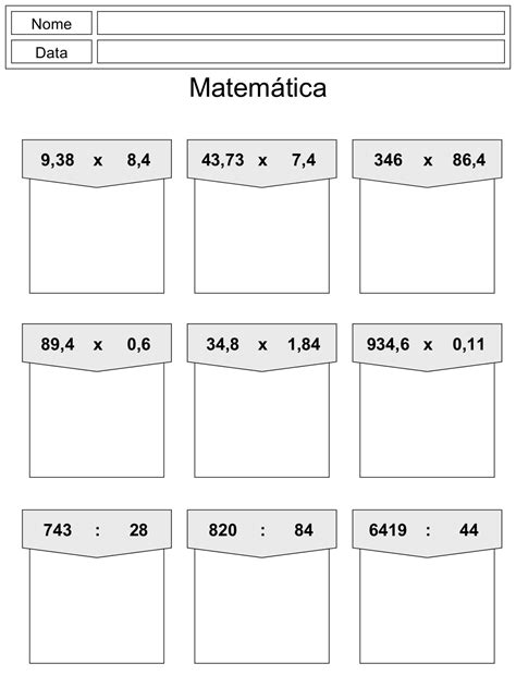 Contas De Multiplicar E Dividir Aprender E Brincar