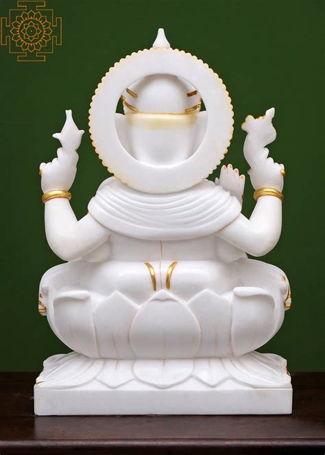 24 Lord Ganesha Statue Handmade White Marble Ganesha Idols