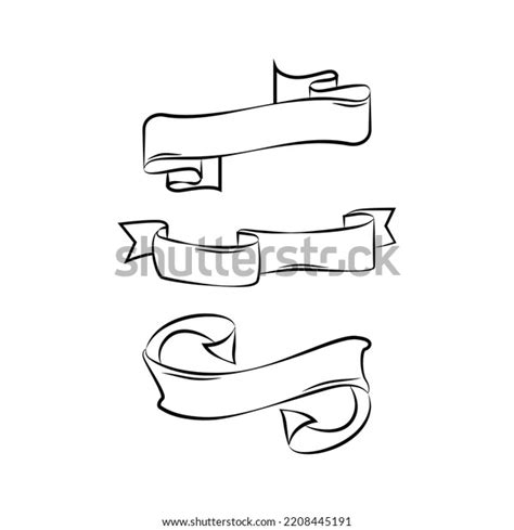 Banner Ribbon Outline Drawing Vector Art Stock Vector Royalty Free