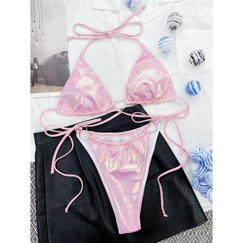 Dunea Women S Sexy Love Triangle Bikini Swimsuit Shopee Malaysia