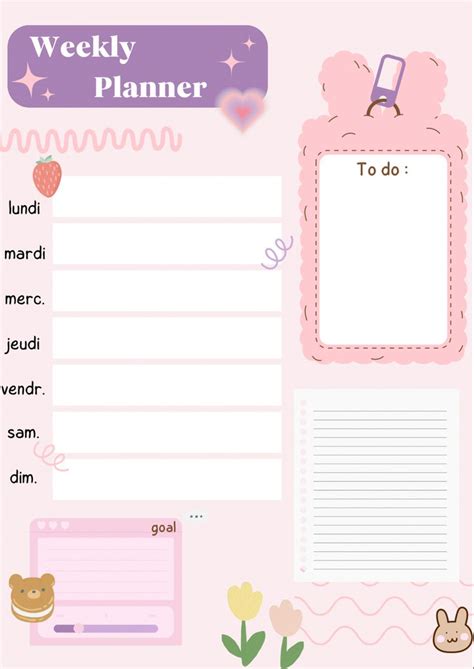 Aesthetic Kawaii Pink Cutecore Softcore Organization Planner