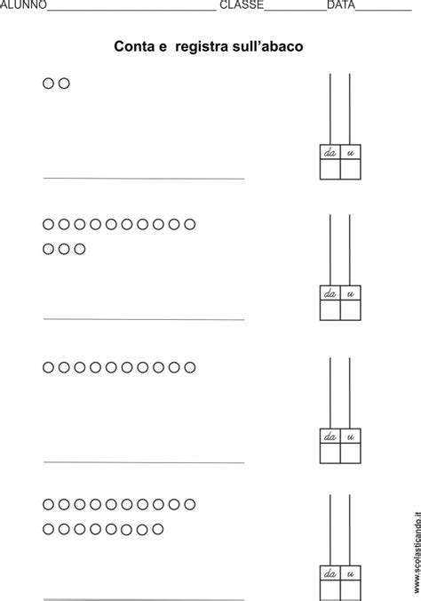 Classe Prima Matematica Decine E Numeri Sull Abaco Entro Il