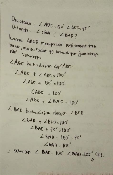 Solved 20 Perhatikan Lingkaran Yang Berpusat Di O Berikut ABCD