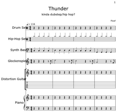 Thunder - Sheet music for Drum Set, Hip-Hop Set, Synth Bass ...