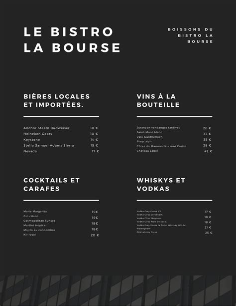 Page Mod Les De Cartes Des Cocktails Gratuits Canva