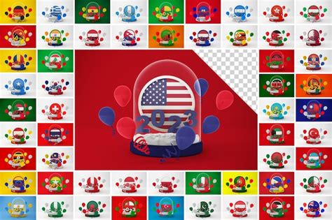 Premium PSD | 2023 Flags Globe